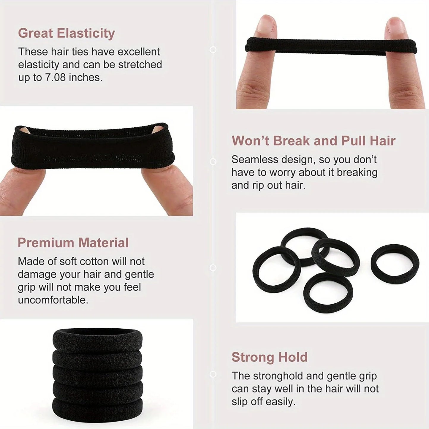 50/100/500/1000 pieces 4 cm black large nylon soft elastic band hair